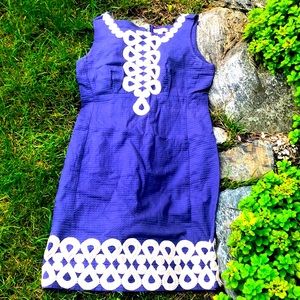 Lilly Pulitzer Navy ADELSON SHIFT Dress Gold Trim